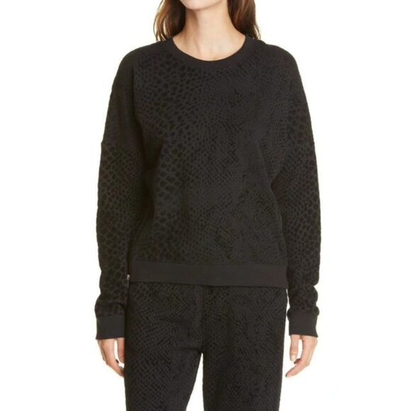 RAILS Marlo Black Flocked Cobra Sweater Zip Side Size L - Picture 1 of 6